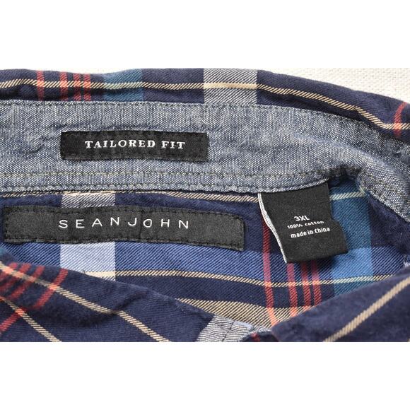 Sean John Tailored Fit Plaid Button Down Shirt Men's Big & Tall Size 3XL - Picture 2 of 8